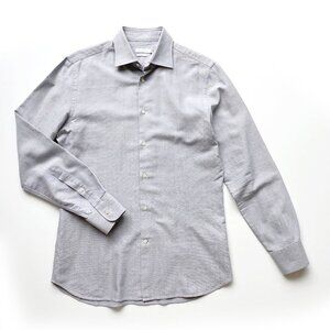 J. Lindeberg Gray Oxford Jacquard Slim Fit Shirt 40